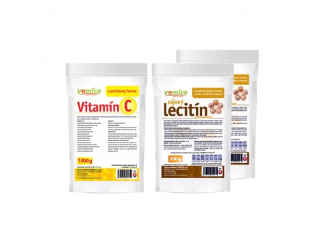 Lecytyna granulowana 1kg + Kwas L-askorbinowy 1kg Vemica